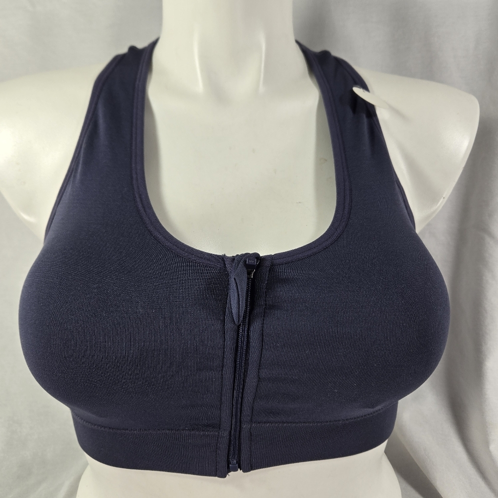 Shadow Sport Large Sports Bra Women's Large Front Zip Removable Cups Purple Dusk